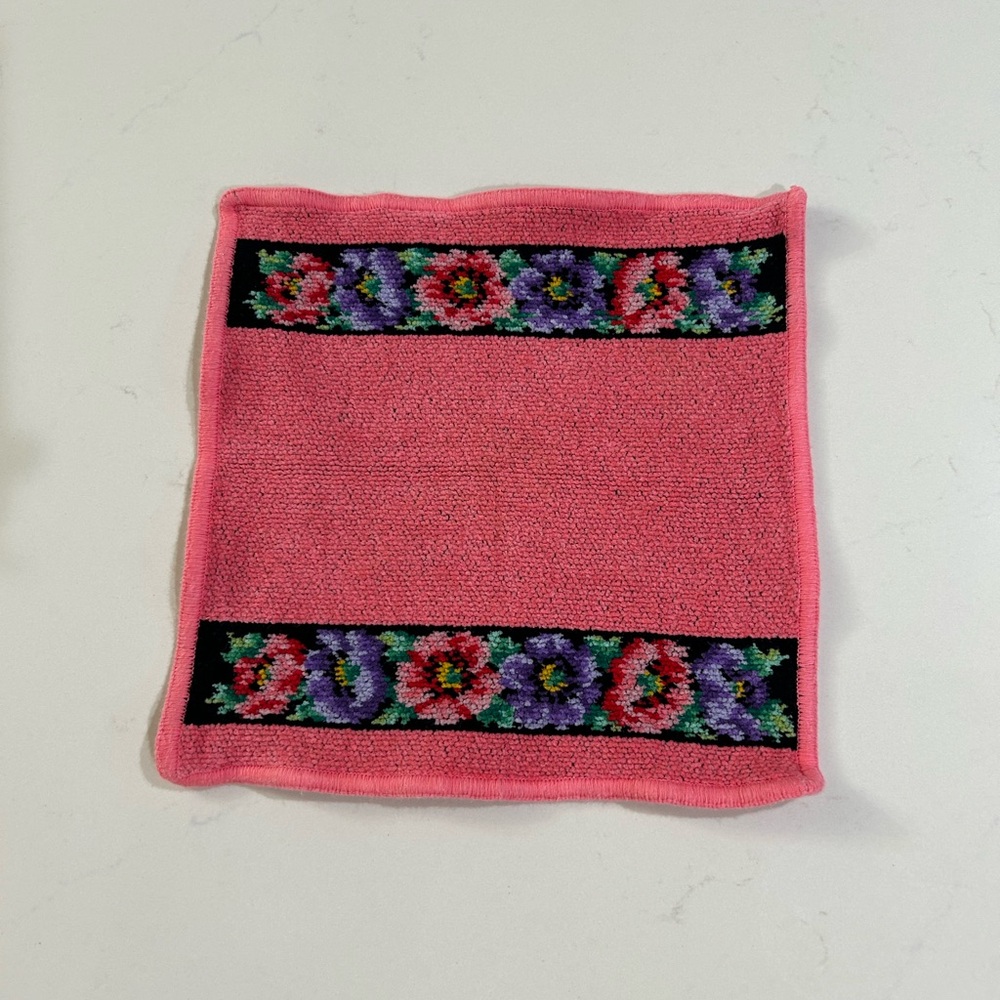 Feiler Floral Pink Chenille Handkerchief/Towel